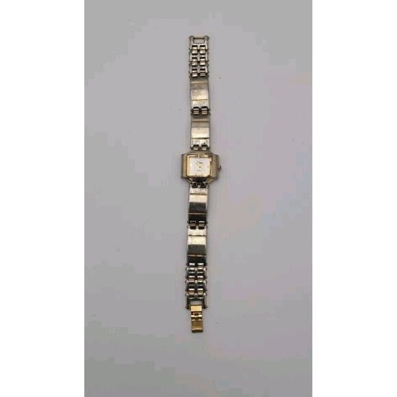 Vtg Vivani Gold And Silver Tone Stainless Square Face Watch Japan Movt Accutime - Picture 1 of 10